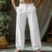 Men's Clothing Men's Linen Summer Beach Pants Button Slant Pocket Straight Leg Pants Solid Color Comfortable Breathable Trousers_viptrois.com
