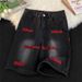 Men's High Street Embroidered Denim Shorts Summer Style American Retro Trend Loose Wide Leg Five Point Trend Cool And Stylish_viptrois.com