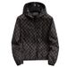 Men's FDN-Style Monogram Hooded Windbreaker, Black With All-Over Orange FF Print, Full-Zip Lightweight Jacket Inspired By FDN For Streetwear & Casual_viptrois.com