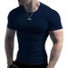 Men's Crew Neck Casual Muscle T-Shirt Short Sleeve Solid Gym T-Shirt Slim Fit Lightweight T-Shirts_viptrois.com