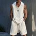 Men's Clothing Spring And Summer New Casual Men's Hooded Loose Sleeveless Tops Sports Shorts Two Piece Suit_viptrois.com