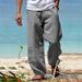 Men's Clothing Cotton And Linen Casual Pants 2025 Spring New Men's Loose Cotton And Linen Drawstring Hip Hop Light Wide Leg Straight Pants Men's Wear_viptrois.com