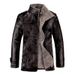 Men's Clothing Men's Winter PU Washed Leather Jacket With Fleece Lining, Stand Collar, Slim Fit, Business Casual, Plus Size (Black, Coffee, Khaki)_viptrois.com