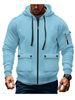 Autumn And Winter Men's Hooded Pocket Zipper Casual Plus Velvet Sweater Solid Color Jacket_viptrois.com