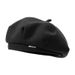 Korean Style Autumn Winter Woolen Metal Label Beret Women Octagonal Big Head Circumference Make Your Face Look Smaller_viptrois.com