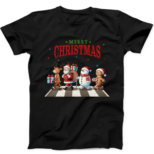 Christmas Reindeer Santa Snowman Gingerbread Funny Gift Tee Black T Shirt Mens Womens Tees Top 149_viptrois.com