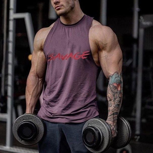 Man's clothing Men's solid color U-collar sleeveless camouflage sports gym plus size sports skinny vest men_viptrois.com