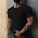 Men's Heavyweight Ribbed Cotton Henley T-Shirt Short Sleeved Slim Fit Button Down Style Fitness Training Top_viptrois.com