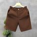 Men's Slim-Fit Waffle-Knit Dress Shorts | 5-Inch Inseam Flat Front Casual Shorts For Summer_viptrois.com