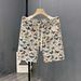 Men's Cropped Butterfly Shorts Summer Design Trendy Straight Leg Beachwear Casual Five Point Pants_viptrois.com