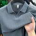 Men's Short Sleeve T-Shirt V-Neck Solid Color Seagull Collar Fashion Top for Middle-Aged New Summer Style Versatile Lapel_viptrois.com