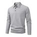 Pulse Foreign Trade Europe And America INS Cross-Border New Men's Long Sleeve Solid Color Polo Turn-Down Collar Casual_viptrois.com