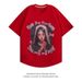 High street hip-hop character print short sleeved men's trendy brand loose couple casual t-shirt_viptrois.com