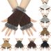 Unisex Fleece thickened half-finger gloves Warm short wrist cuff Knitted wool cuff furry gloves_viptrois.com