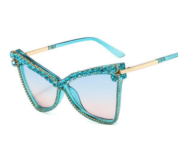 Cat's Eye Diamond Ladies' European And American Personality Sunglasses T Shaped Decorative Sunglasses Cross Border Hot Selling Sunglasses_viptrois.com