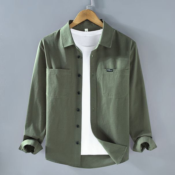 Long Sleeved Shirt Men's Spring Cotton Versatile Workwear Inch Shirt Loose Casual Shirt Jacket Men's Top_viptrois.com