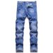 Punk Dark Blue Beaded Fashion Trend Non Elastic Loose Straight Men's Jeans_viptrois.com