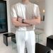 MYQ men's short-sleeved summer ice silk breathable thin knitted sweater light business small high collar T-shirt high-end men's T-shirt_viptrois.com