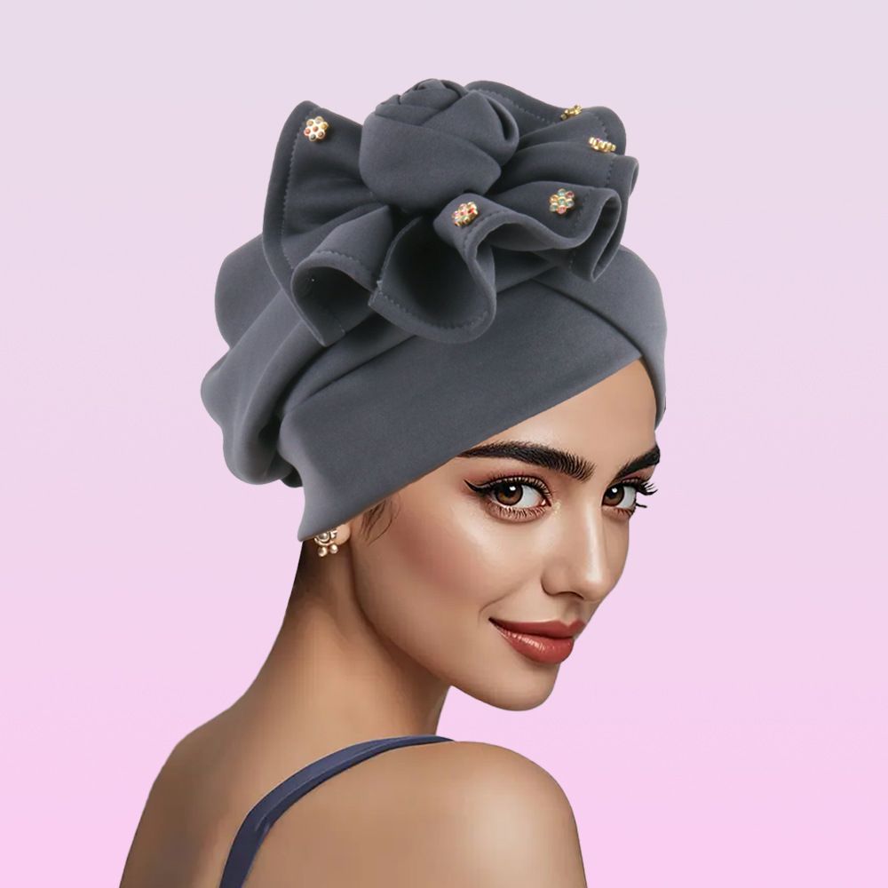 West Africa Nigeria's New Space Layer Side Sticky Flower Toe Headscarf Cap, Base Cap For Women_viptrois.com