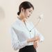 Women's Slim Fit V-Neck Long Sleeve Cotton Blouse Professional Office Shirt For Interview Workwear (Multiple Colors & Patterns Available)_viptrois.com