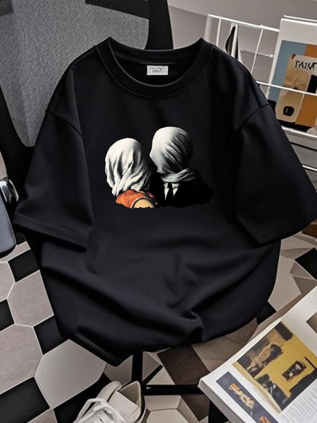 Rene Magritte The Lovers II (1928) Artwork T-shirt Unisex Top For Everyday Wear Stretched Fashion Breathable Homme Summer Comfortable Graphic_viptrois.com