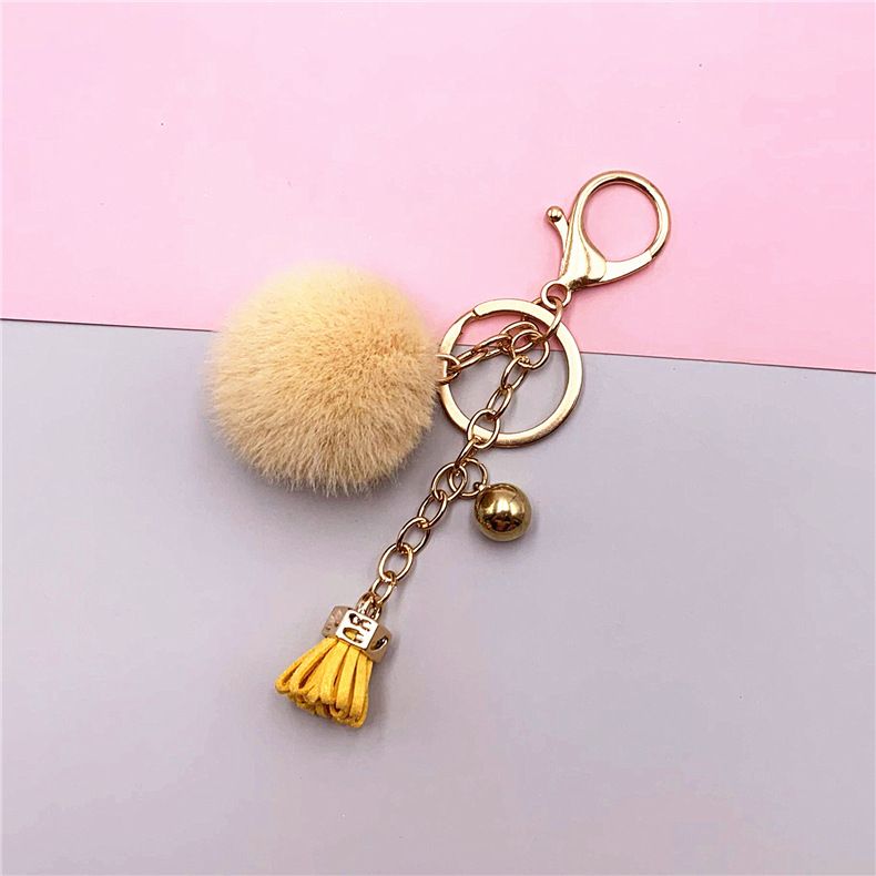 Bag Charm Creative Keychain Cute Tassel Fruit Color Fur Ball Car Key Chain Bag Pendant Plush Small Gift Accessories_viptrois.com