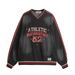 Street Tie-Dye Washed V-Neck Denim Long Sleeve Sweatshirt Men's Three-Stripe Sports Loose Top INS Trendy Brand_viptrois.com