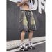 Men's Clothing Retro Old Waste Style Raw Edge Washed Denim Shorts Casual Versatile Shorts_viptrois.com