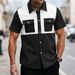Men's Clothing European And American Summer New Men's Hot Selling Waffle Lapel Four Breasted Double Pocket Color Matching Casual Short Sleeved Shirt_viptrois.com