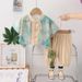Boys Girls' National Style Cardigan Short Sleeved Summer 2025, New Casual Hanfu Shirt For Children And Babies, Two-piece_viptrois.com