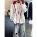 Color Blocked Hooded Cardigan Sweatshirt, Trendy Brand, Loose And Trendy New Style, Versatile And Stylish Casual Jacket_viptrois.com