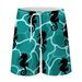 Men's Floral Small Fresh Sports Cartoon Series 3D Digital Printing Casual Shorts Men's Loose Swimming Trunks White_viptrois.com