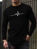 Men's Long Sleeved Round Neck Black T-shirt Top Loose 100 Cotton Tops_viptrois.com