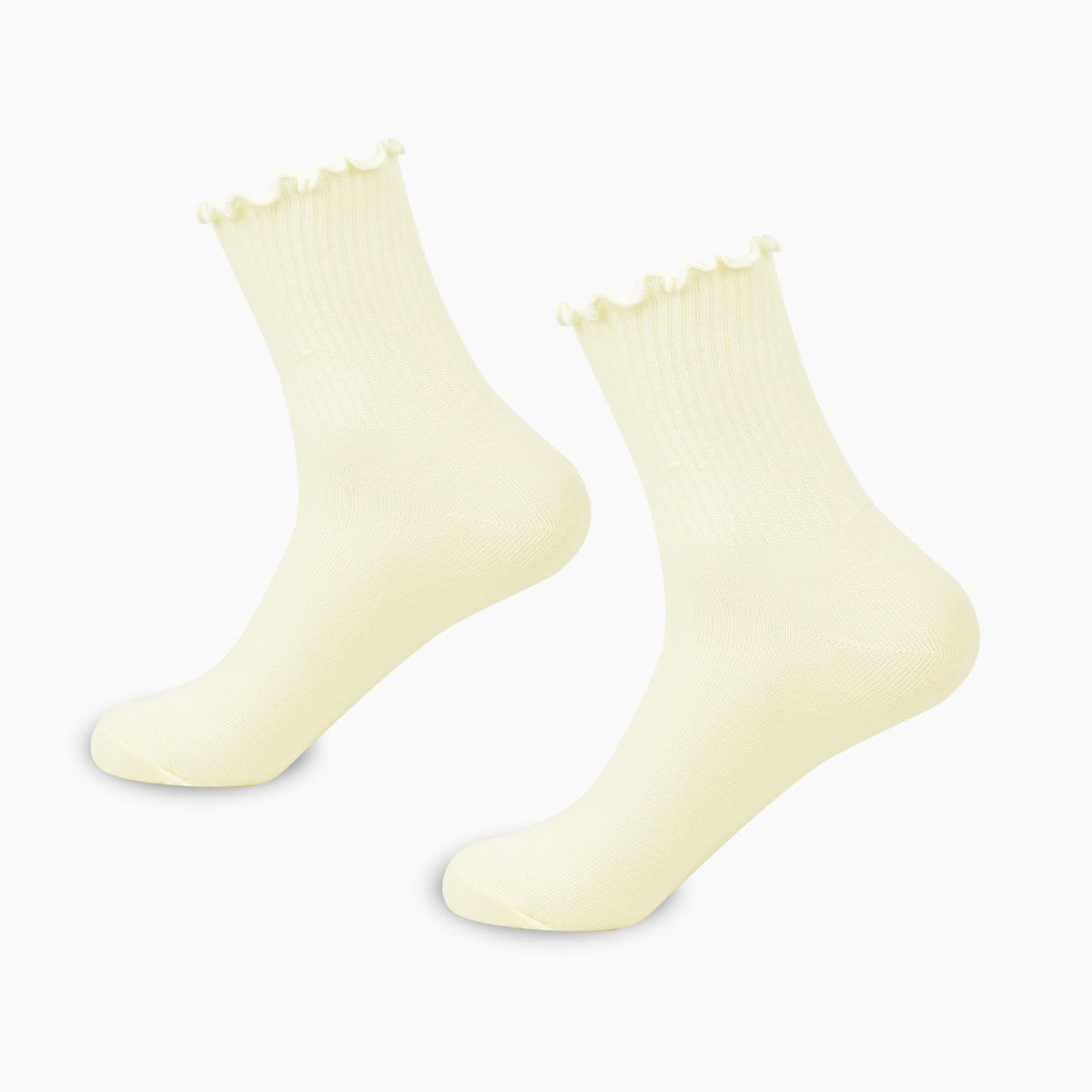 Spring and summer thin white wood ear edge pile socks Japanese JK socks women's Lolita Mary Jane shoes lace mid tube socks_viptrois.com