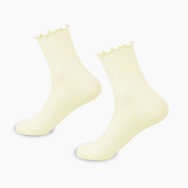 Spring and summer thin white wood ear edge pile socks Japanese JK socks women's Lolita Mary Jane shoes lace mid tube socks_viptrois.com