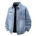 Men's Clothing Printed Denim Jacket Men's Autumn New Foreign Trade Loose Letter Long Sleeved Top Trendy Casual Men's Jacket_viptrois.com