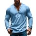 24 New Men's Spring And Autumn American Style Solid Color Thin Long Sleeve T-Shirt Casual Base Slim Fit Button V-Neck_viptrois.com
