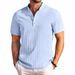 Men's Clothing New Men's Retro Cotton And Linen Striped Henry Shirt Casual Loose Shirt_viptrois.com