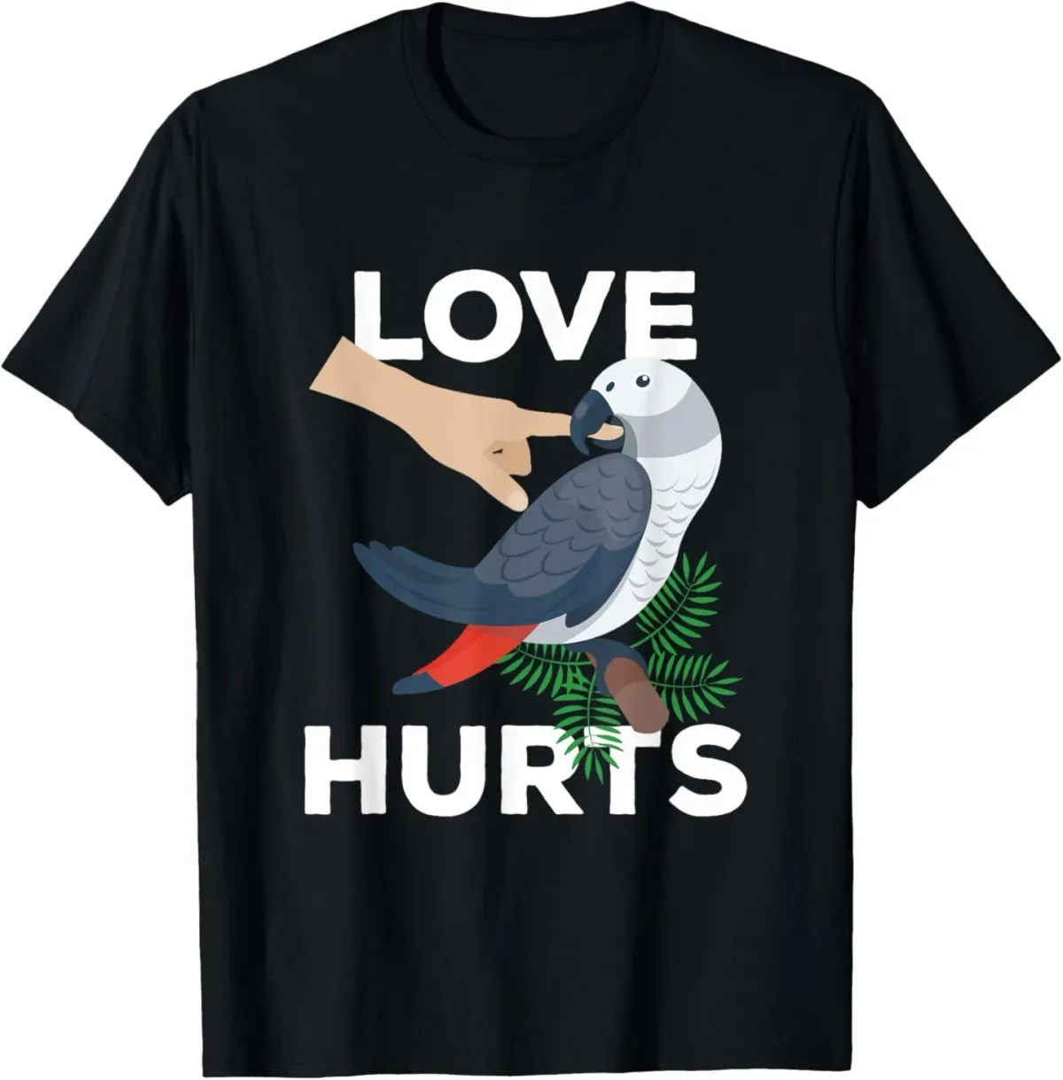 Love Hurts African Grey Parrot Biting Funny Gift T-Shirt Mens Womens Tees Top_viptrois.com