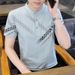 Summer New Ice Porcelain Cotton Short Sleeved T-shirt Men's Korean Version Handsome And High-end Loose Polo Stand Up_viptrois.com