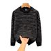 Round Neck Sweater For Men, Loose Striped Contrasting Knit Sweater, Winter Trend Retro Thread Jacket_viptrois.com