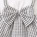 "Elegant Checkered Bow Baby Girl Outfit Set - Long Sleeve Top & Pants, Soft Polyester Blend, Princess Style (1-3 Years, 80-100cm)"_viptrois.com