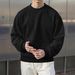 Loom Spring Autumn Short Sleeve European And American Men's Crew Neck Sweatshirt Fleece Lined Thickened 250g Loose Fit Plus_viptrois.com