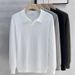 New Polo Shirt With Collar And Long Sleeves, Knitted Sweater, Men's Slim Fit_viptrois.com