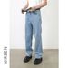 Men's Clothing Street Classic Washed Jeans New Trendy Brand Simple And Versatile Straight Trousers_viptrois.com