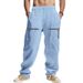 Men's Loose Wide Leg Trousers Autumn Casual Home Beach Linen Zipper Hip Hop Style American Fashion_viptrois.com