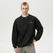 Embroidered Suede-Finish Crewneck Sweatshirt – Structured Panel Design Retro Pullover (S-XXXL, 96% Polyester/4% Spandex, 380GSM)_viptrois.com