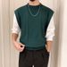 Men's Clothing Autumn And Winter New Fake Two Piece Black Sweater Men's College Style Knitted Sweater Boys Lazy Style Men's Clothing Trend_viptrois.com