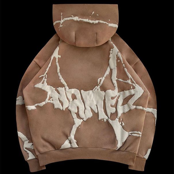 Street fashion cardigan Y2K casual hip-hop zippered jacket men's and women's top foam printed hoodie_viptrois.com