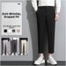 Men's Black Cropped Business Suit Trousers Casual Long Pants Straight Leg Summer Style DK_viptrois.com